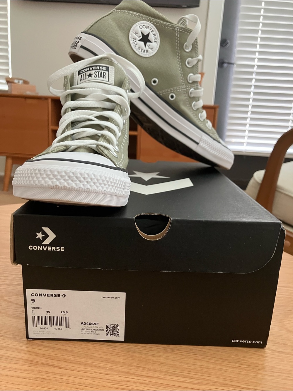 Converse High Top Sneakers - Sage Green and White
